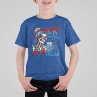 Just Here For The Fireworks Not The Fascism T Shirt For Kid Funny Skeleton 4th of July