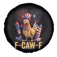 F Caw F 4th of July Spare Tire Cover Funny Rooster Meme American Flag Fireworks