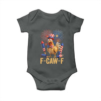 F Caw F 4th of July Baby Onesie Funny Rooster Meme American Flag Fireworks