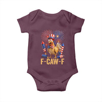 F Caw F 4th of July Baby Onesie Funny Rooster Meme American Flag Fireworks