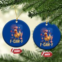 F Caw F 4th of July Ceramic Ornament Funny Rooster Meme American Flag Fireworks