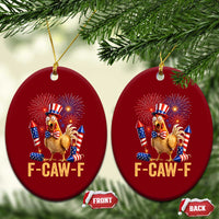 F Caw F 4th of July Ceramic Ornament Funny Rooster Meme American Flag Fireworks