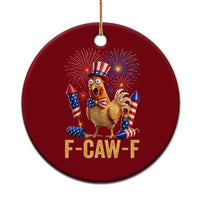 F Caw F 4th of July Ceramic Ornament Funny Rooster Meme American Flag Fireworks