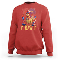 F Caw F 4th of July Sweatshirt Funny Rooster Meme American Flag Fireworks