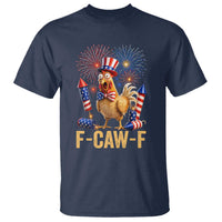 F Caw F 4th of July T Shirt Funny Rooster Meme American Flag Fireworks