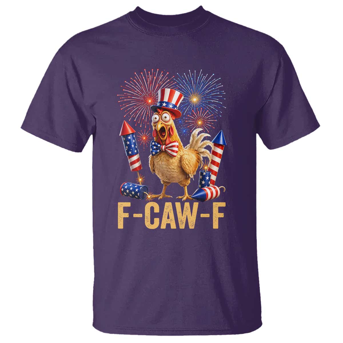 F Caw F 4th of July T Shirt Funny Rooster Meme American Flag Fireworks