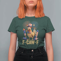 F Caw F 4th of July T Shirt For Women Funny Rooster Meme American Flag Fireworks