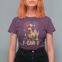 F Caw F 4th of July T Shirt For Women Funny Rooster Meme American Flag Fireworks