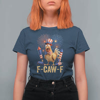 F Caw F 4th of July T Shirt For Women Funny Rooster Meme American Flag Fireworks