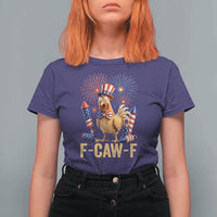 F Caw F 4th of July T Shirt For Women Funny Rooster Meme American Flag Fireworks