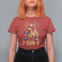 F Caw F 4th of July T Shirt For Women Funny Rooster Meme American Flag Fireworks