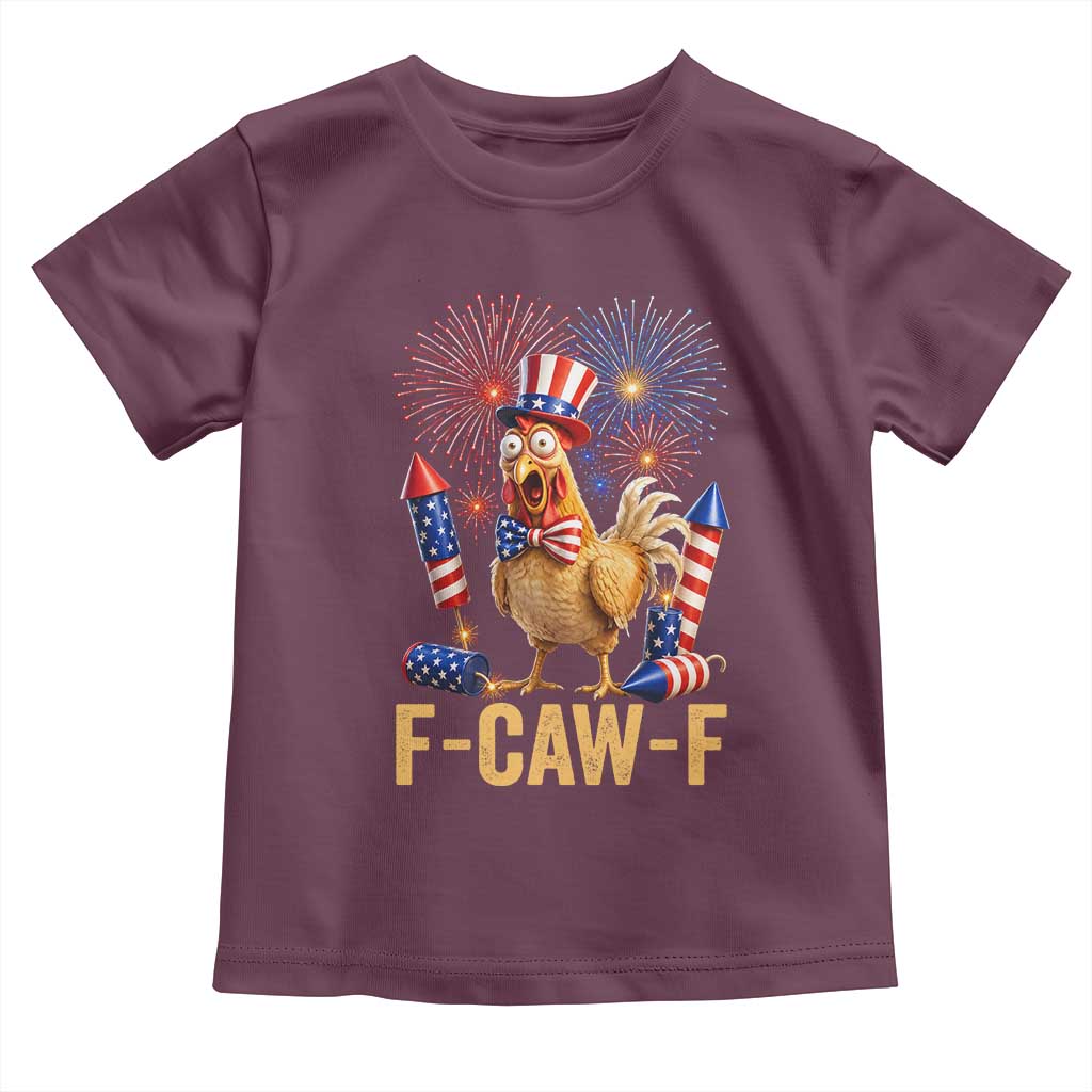 F Caw F 4th of July Toddler T Shirt Funny Rooster Meme American Flag Fireworks