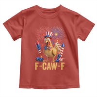 F Caw F 4th of July Toddler T Shirt Funny Rooster Meme American Flag Fireworks