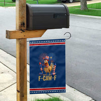 F Caw F 4th of July Patriotic Garden Flag Funny Rooster Meme American Flag Fireworks