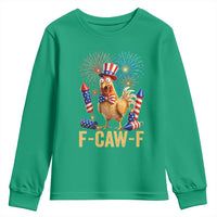 F Caw F 4th of July Youth Sweatshirt Funny Rooster Meme American Flag Fireworks