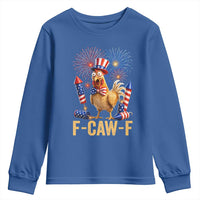 F Caw F 4th of July Youth Sweatshirt Funny Rooster Meme American Flag Fireworks