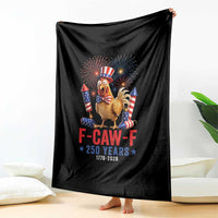 F Caw F 250 Years 1776 2026 Throw Blanket Funny Patriotic Rooster Meme Fireworks