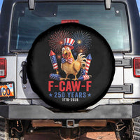 F Caw F 250 Years 1776 2026 Spare Tire Cover Funny Patriotic Rooster Meme Fireworks