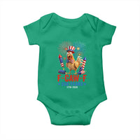 F Caw F 250 Years 1776 2026 Baby Onesie Funny Patriotic Rooster Meme Fireworks