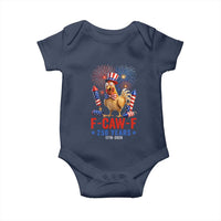 F Caw F 250 Years 1776 2026 Baby Onesie Funny Patriotic Rooster Meme Fireworks