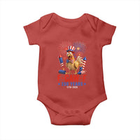 F Caw F 250 Years 1776 2026 Baby Onesie Funny Patriotic Rooster Meme Fireworks