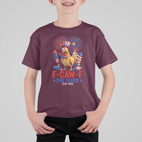 F Caw F 250 Years 1776 2026 T Shirt For Kid Funny Patriotic Rooster Meme Fireworks