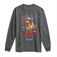 F Caw F 250 Years 1776 2026 Long Sleeve Shirt Funny Patriotic Rooster Meme Fireworks