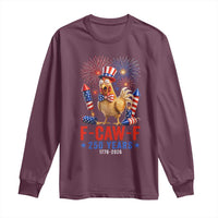 F Caw F 250 Years 1776 2026 Long Sleeve Shirt Funny Patriotic Rooster Meme Fireworks