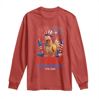 F Caw F 250 Years 1776 2026 Long Sleeve Shirt Funny Patriotic Rooster Meme Fireworks