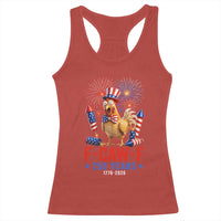 F Caw F 250 Years 1776 2026 Racerback Tank Top Funny Patriotic Rooster Meme Fireworks