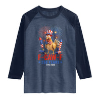 F Caw F 250 Years 1776 2026 Raglan Shirt Funny Patriotic Rooster Meme Fireworks