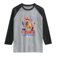 F Caw F 250 Years 1776 2026 Raglan Shirt Funny Patriotic Rooster Meme Fireworks