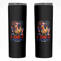 F Caw F 250 Years 1776 2026 Skinny Tumbler Funny Patriotic Rooster Meme Fireworks