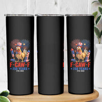 F Caw F 250 Years 1776 2026 Skinny Tumbler Funny Patriotic Rooster Meme Fireworks