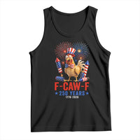 F Caw F 250 Years 1776 2026 Tank Top Funny Patriotic Rooster Meme Fireworks