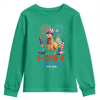 F Caw F 250 Years 1776 2026 Youth Sweatshirt Funny Patriotic Rooster Meme Fireworks