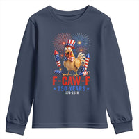 F Caw F 250 Years 1776 2026 Youth Sweatshirt Funny Patriotic Rooster Meme Fireworks