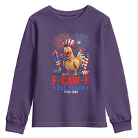F Caw F 250 Years 1776 2026 Youth Sweatshirt Funny Patriotic Rooster Meme Fireworks
