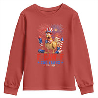 F Caw F 250 Years 1776 2026 Youth Sweatshirt Funny Patriotic Rooster Meme Fireworks