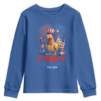 F Caw F 250 Years 1776 2026 Youth Sweatshirt Funny Patriotic Rooster Meme Fireworks