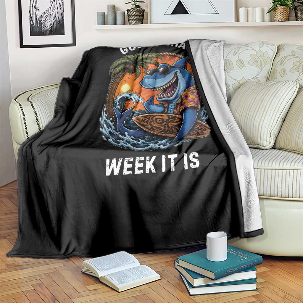 Funny Shark Guess What Week It Is Throw Blanket Shark Awareness Summer Vacation