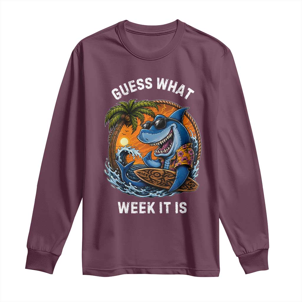 Funny Shark Guess What Week It Is Long Sleeve Shirt Shark Awareness Summer Vacation