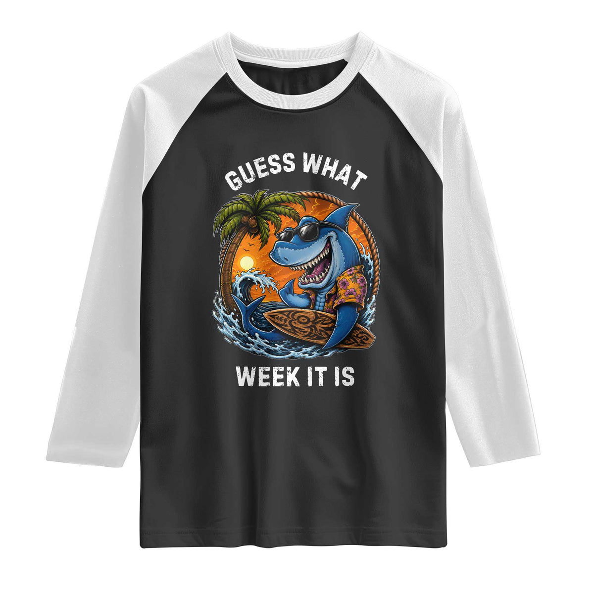 Funny Shark Guess What Week It Is Raglan Shirt Shark Awareness Summer Vacation