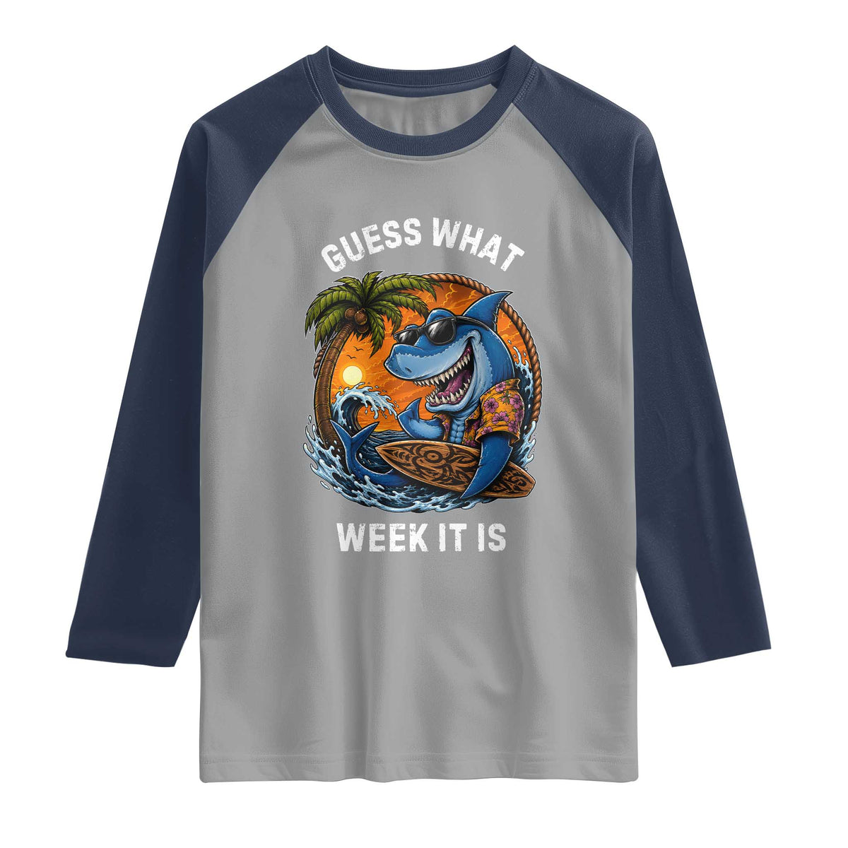 Funny Shark Guess What Week It Is Raglan Shirt Shark Awareness Summer Vacation