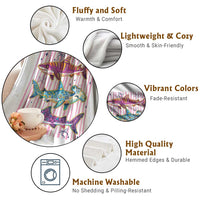 Shark Summer Striped Coastal Ocean Life Glitter Print Throw Blanket