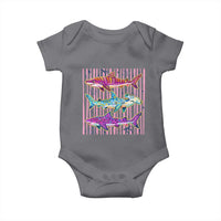 Shark Summer Striped Coastal Ocean Life Glitter Print Baby Onesie