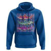 Shark Summer Striped Coastal Ocean Life Glitter Print Hoodie