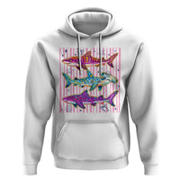 Shark Summer Striped Coastal Ocean Life Glitter Print Hoodie