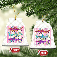 Shark Summer Striped Coastal Ocean Life Glitter Print Ceramic Ornament