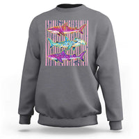 Shark Summer Striped Coastal Ocean Life Glitter Print Sweatshirt